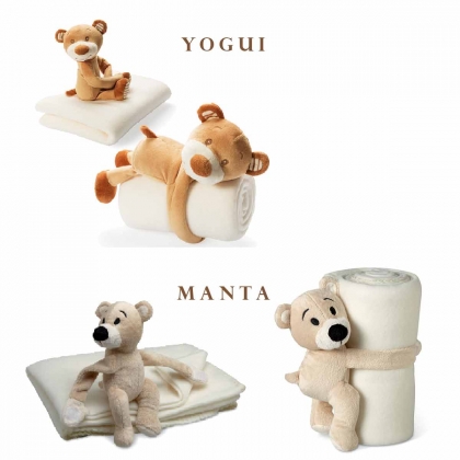 Детско поларено одеяло с играчка плюшено мече